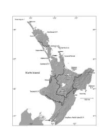 Map 2. North Island of New Zealand showing ecological provinces. © All rights reserved. [Image: 4Y0X]